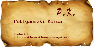 Peklyanszki Karsa névjegykártya